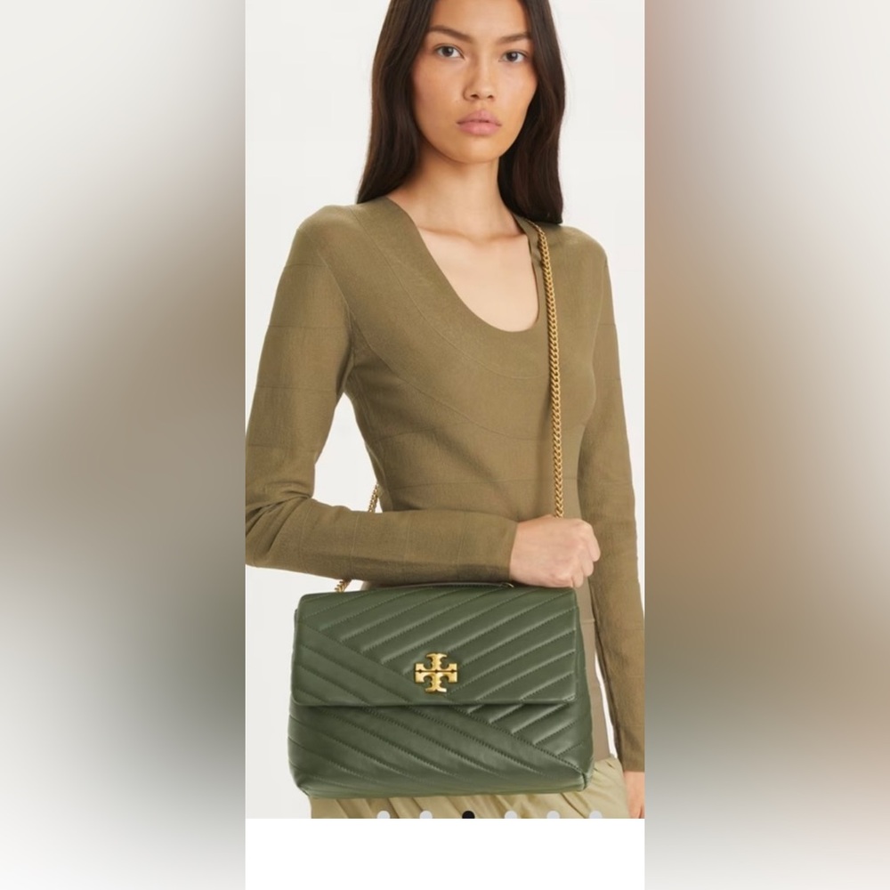 Tory Burch KIRA CHEVRON SHOULDER BAG, used, Green